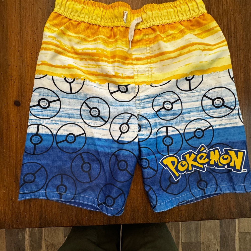 Pokémon Kids Blue and Yellow Swim Trunks  - Large - adjustable - great condition